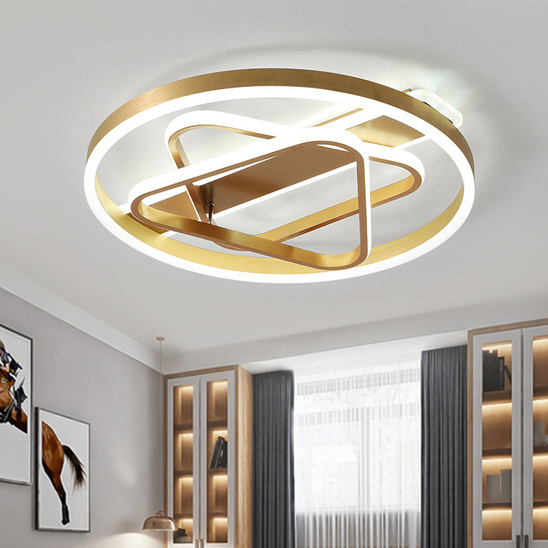 Postmodern Gold Triangle Acrylic LED Ceiling Light - Warm White/Remote Dimming