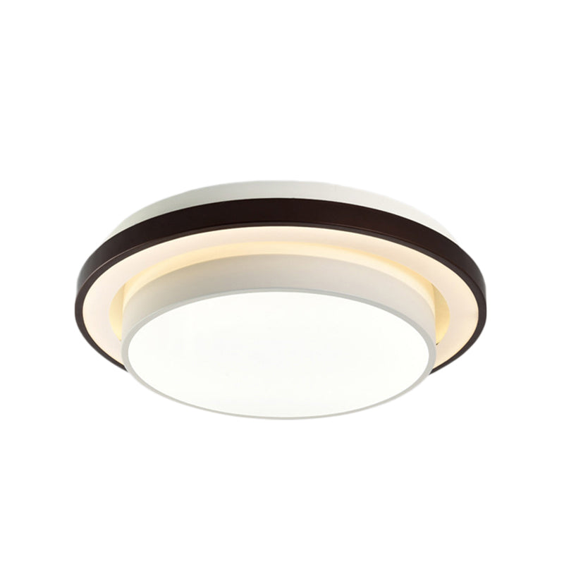 Contemporary LED Black & White Round Iron Flush Light Ceiling Lamp - 19.5"/31.5" Dia, Acrylic Diffuser, 3rd Gear