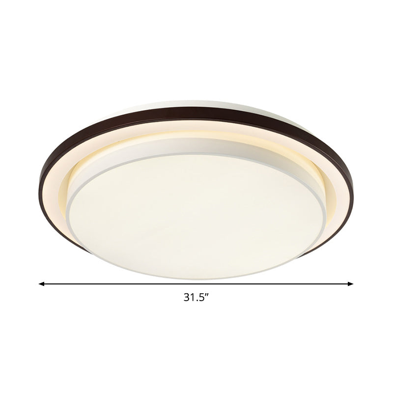 Contemporary LED Black & White Round Iron Flush Light Ceiling Lamp - 19.5"/31.5" Dia, Acrylic Diffuser, 3rd Gear
