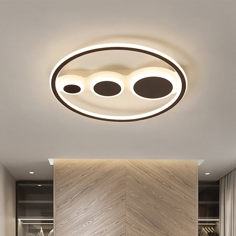 Contemporary Acrylic LED Flush Light - Coffee Round Ceiling Mounted - 18.5"/23" Wide - Warm & White Light - Remote Control Dimmable