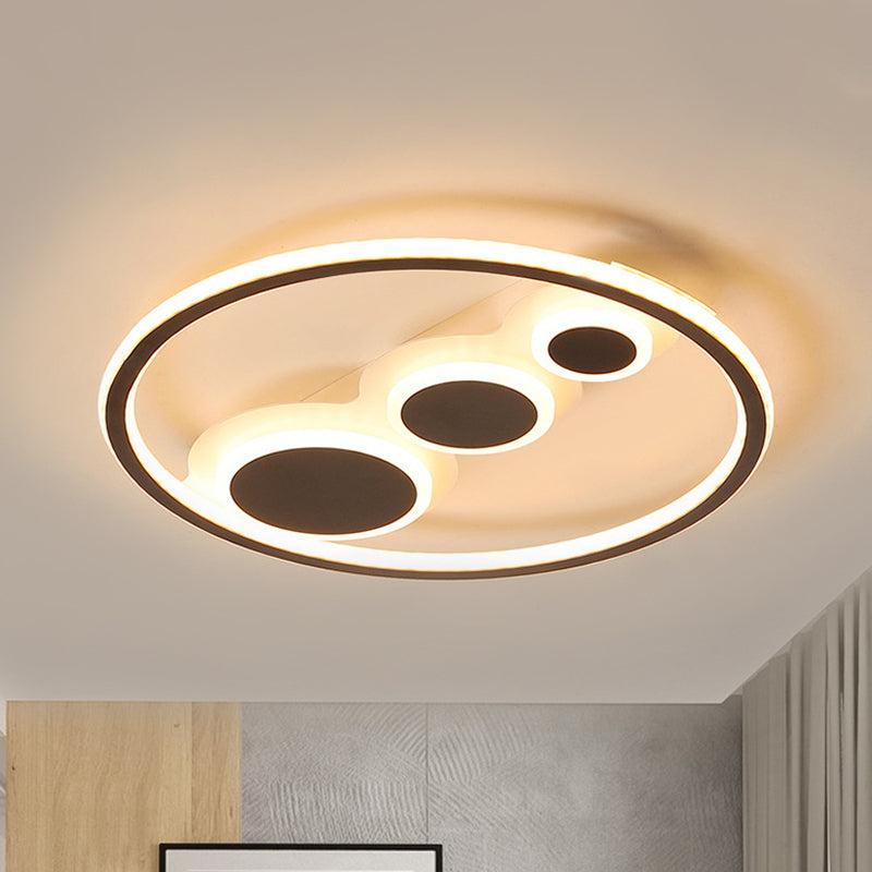 Contemporary Acrylic LED Flush Light - Coffee Round Ceiling Mounted - 18.5"/23" Wide - Warm & White Light - Remote Control Dimmable