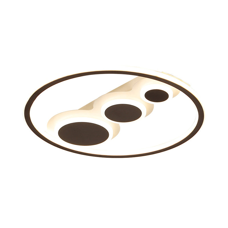 Contemporary Acrylic LED Flush Light - Coffee Round Ceiling Mounted - 18.5"/23" Wide - Warm & White Light - Remote Control Dimmable