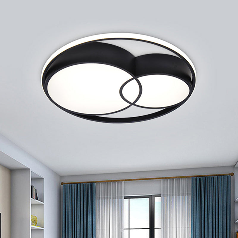 Plafonnier encastré à LED noir de style nordique à 2 tambours avec panneaux en acrylique dans des options de couleur chaude/blanche/3