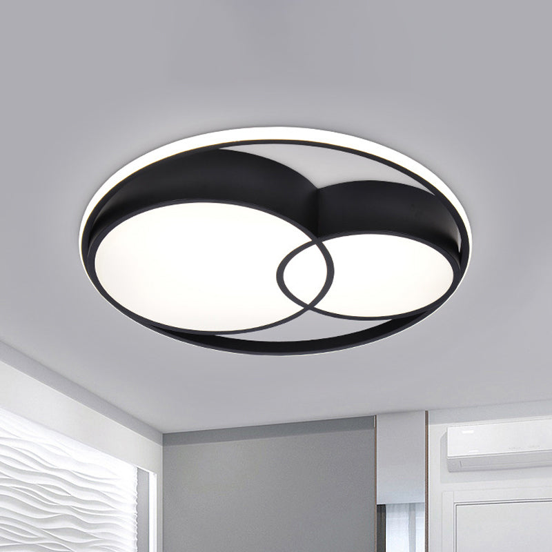 Plafonnier encastré à LED noir de style nordique à 2 tambours avec panneaux en acrylique dans des options de couleur chaude/blanche/3