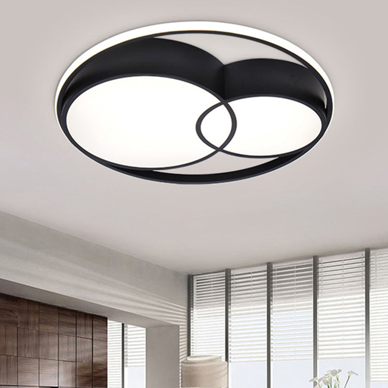 Plafonnier encastré à LED noir de style nordique à 2 tambours avec panneaux en acrylique dans des options de couleur chaude/blanche/3