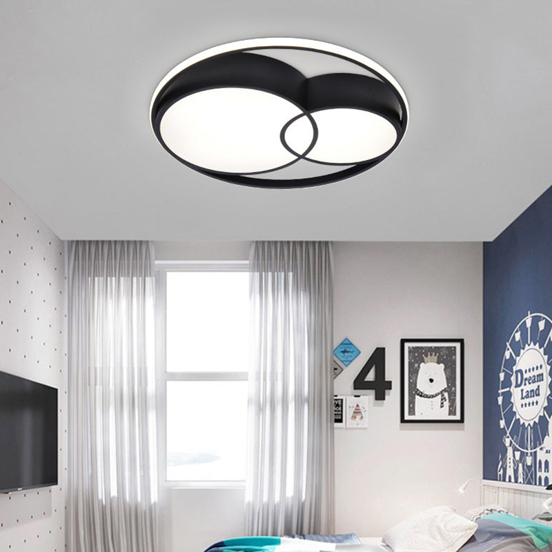 Plafonnier encastré à LED noir de style nordique à 2 tambours avec panneaux en acrylique dans des options de couleur chaude/blanche/3