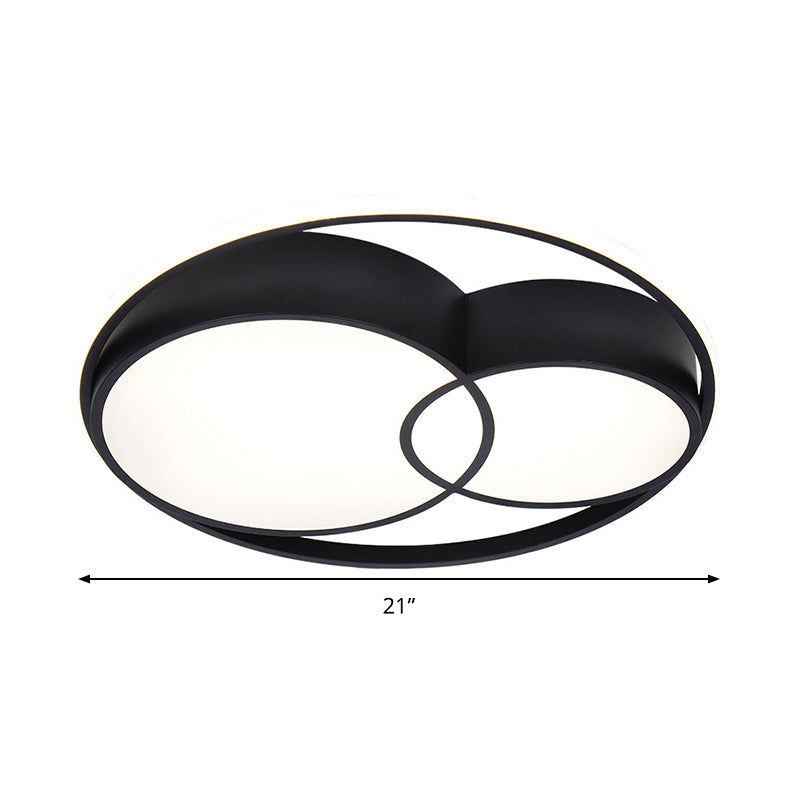 Plafonnier encastré à LED noir de style nordique à 2 tambours avec panneaux en acrylique dans des options de couleur chaude/blanche/3