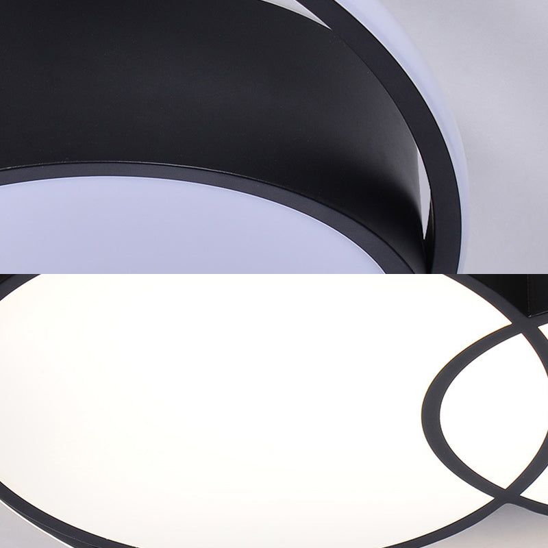 Plafonnier encastré à LED noir de style nordique à 2 tambours avec panneaux en acrylique dans des options de couleur chaude/blanche/3