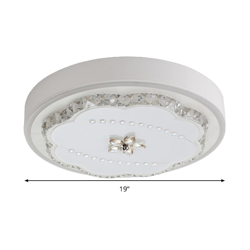 LED Crystal Shade White Floral Ceiling Lamp - Modern Stylish Flushmount Lighting