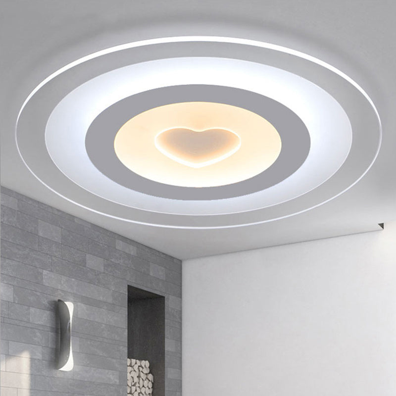 Modern Ultrathin Acrylic LED Ceiling Lamp with Heart Design - Warm/White Light