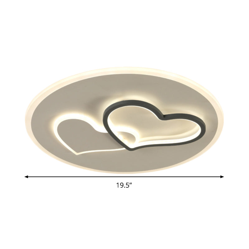 Modern Led Heart Ceiling Light - Romantic Black & White Flush Lamp In Third Gear