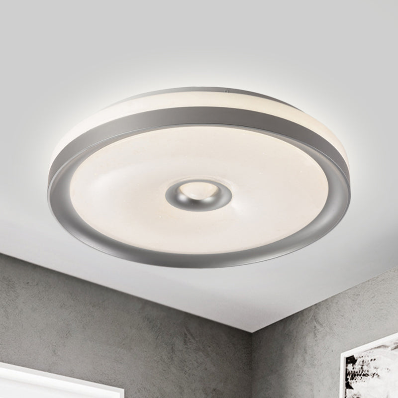 Macaron Flush Mount LED Ceiling Lamp - Grey/Pink/Brown Round Design with High Penetrated Acrylic, Adjustable Light Levels