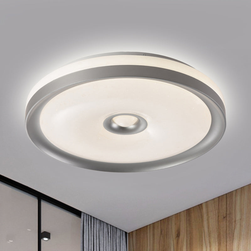 Macaron Flush Mount LED Ceiling Lamp - Grey/Pink/Brown Round Design with High Penetrated Acrylic, Adjustable Light Levels