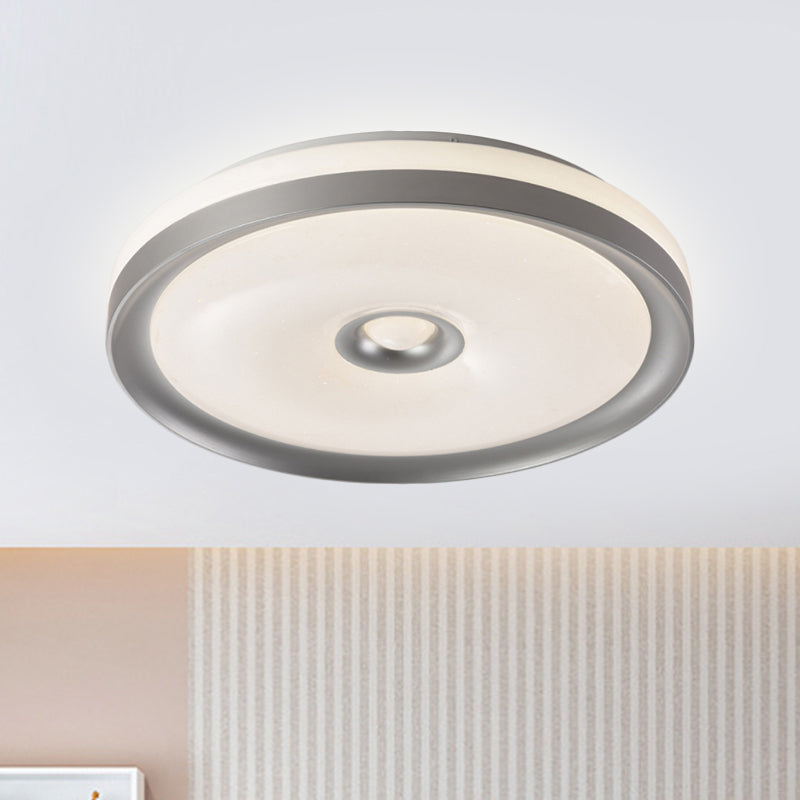 Macaron Flush Mount LED Ceiling Lamp - Grey/Pink/Brown Round Design with High Penetrated Acrylic, Adjustable Light Levels