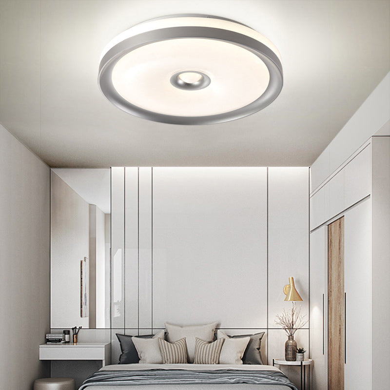 Macaron Flush Mount LED Ceiling Lamp - Grey/Pink/Brown Round Design with High Penetrated Acrylic, Adjustable Light Levels