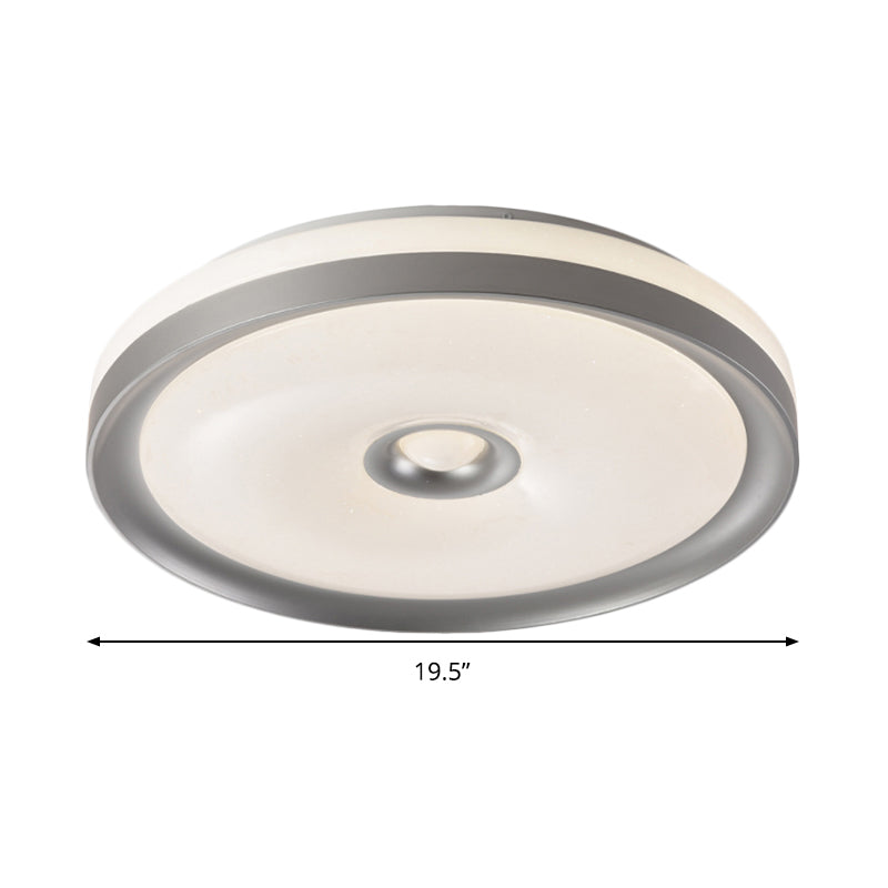 Macaron Flush Mount LED Ceiling Lamp - Grey/Pink/Brown Round Design with High Penetrated Acrylic, Adjustable Light Levels