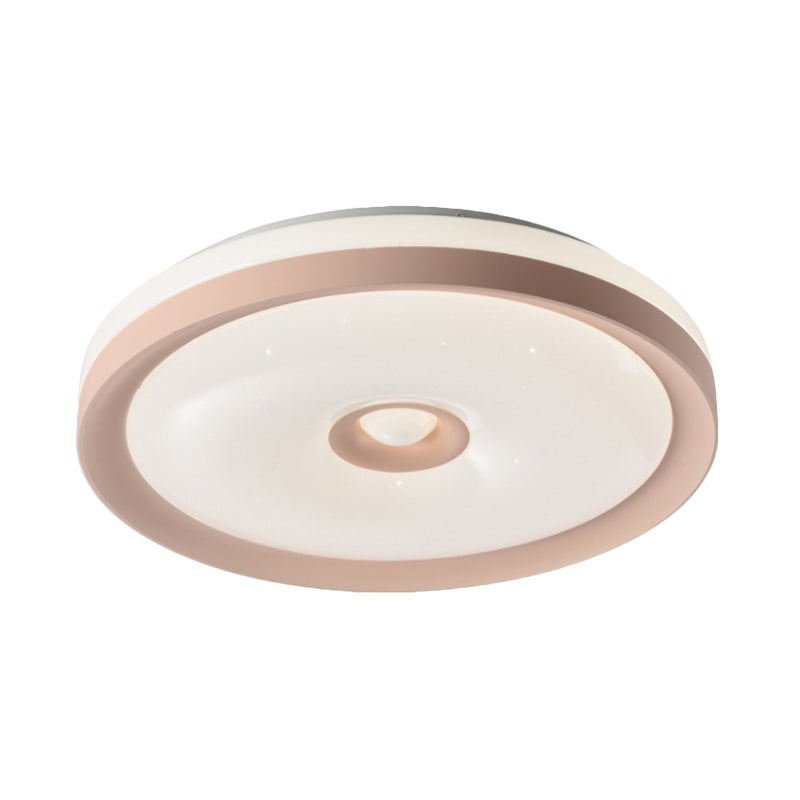 Macaron Flush Mount LED Ceiling Lamp - Grey/Pink/Brown Round Design with High Penetrated Acrylic, Adjustable Light Levels