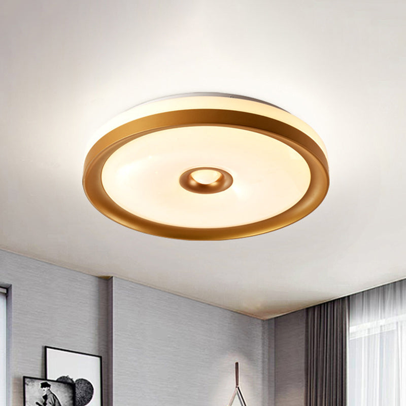 Macaron Flush Mount LED Ceiling Lamp - Grey/Pink/Brown Round Design with High Penetrated Acrylic, Adjustable Light Levels
