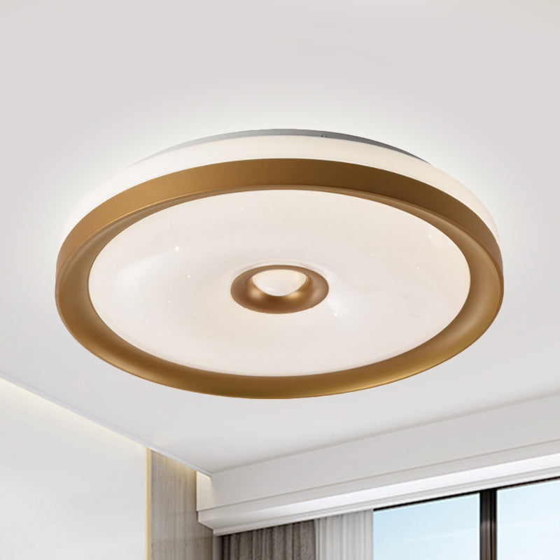 Macaron Flush Mount LED Ceiling Lamp - Grey/Pink/Brown Round Design with High Penetrated Acrylic, Adjustable Light Levels