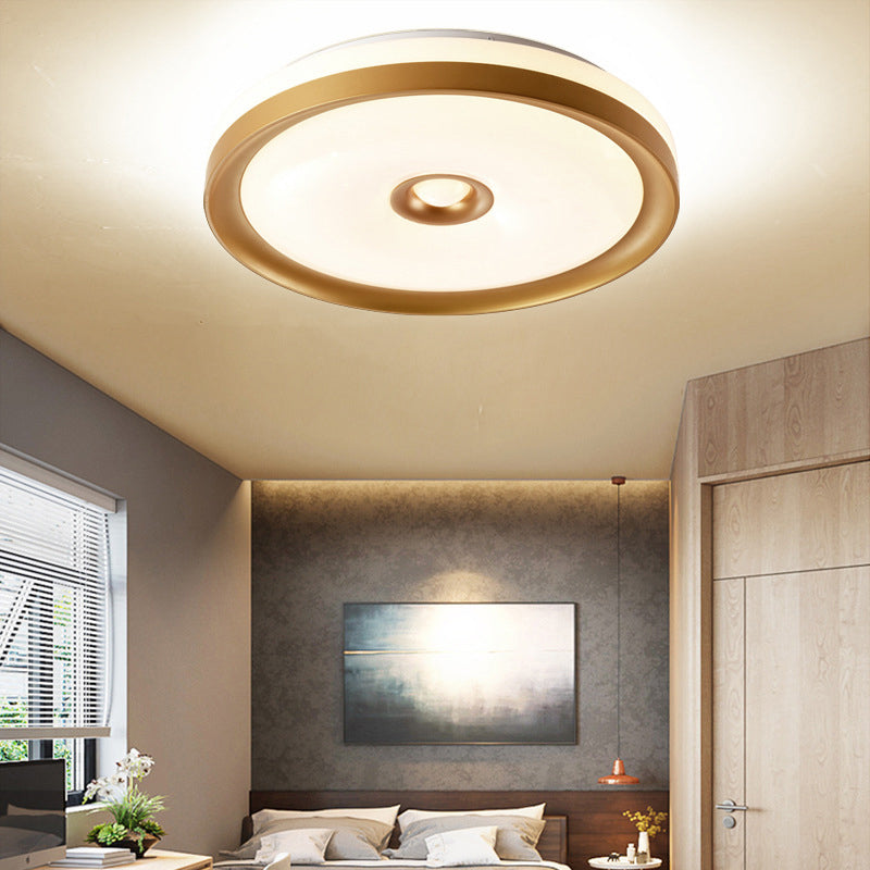 Macaron Flush Mount LED Ceiling Lamp - Grey/Pink/Brown Round Design with High Penetrated Acrylic, Adjustable Light Levels