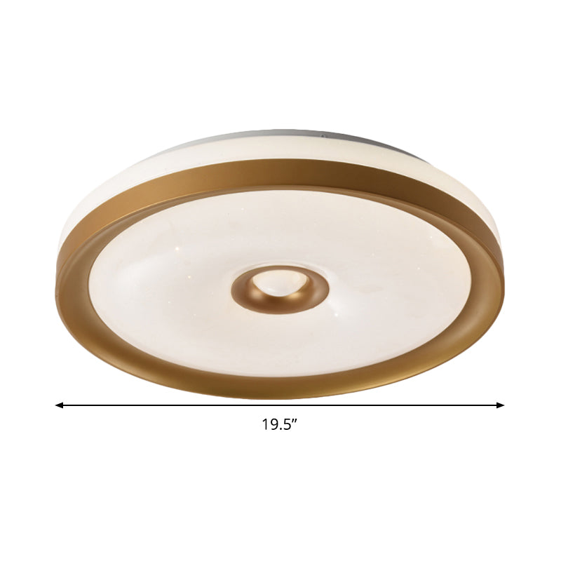 Macaron Flush Mount LED Ceiling Lamp - Grey/Pink/Brown Round Design with High Penetrated Acrylic, Adjustable Light Levels