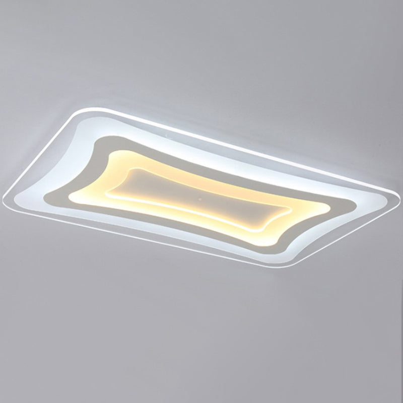 Contemporary LED Rectangular Flush Mount Ceiling Light in White - Warm/White Light