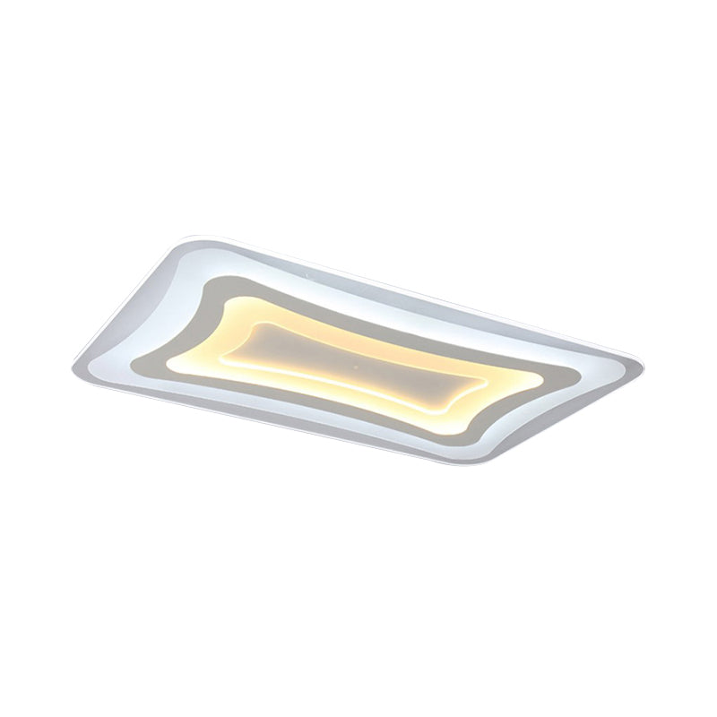 Contemporary LED Rectangular Flush Mount Ceiling Light in White - Warm/White Light