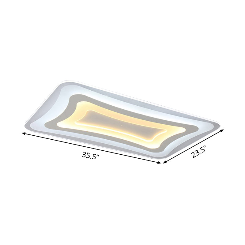 Contemporary LED Rectangular Flush Mount Ceiling Light in White - Warm/White Light