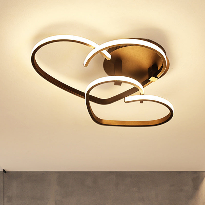 Luminaire encastré à LED en fer avec cadre en forme de cœur et variateur d'intensité en continu - 21,5"/25,5" de large, lumière chaude/blanche, télécommande