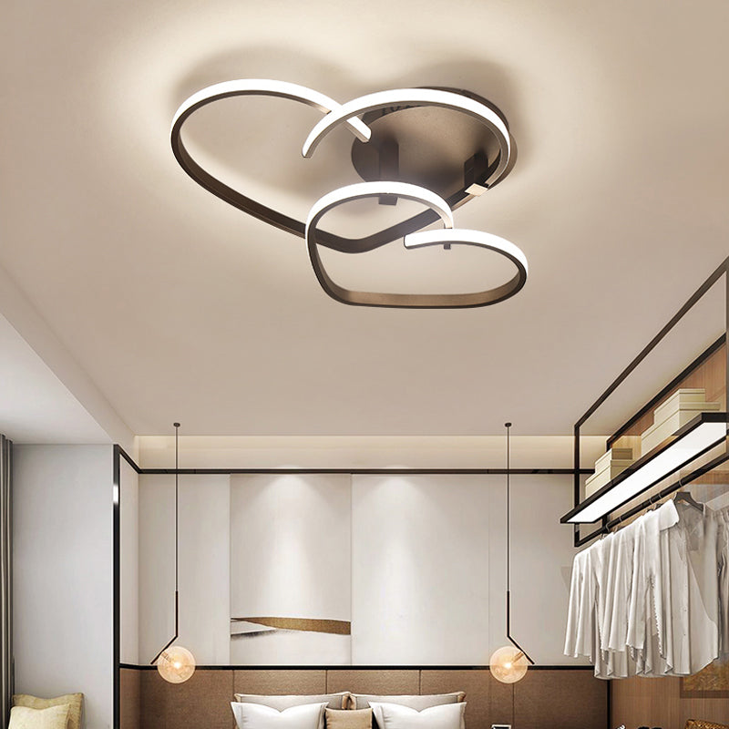 Luminaire encastré à LED en fer avec cadre en forme de cœur et variateur d'intensité en continu - 21,5"/25,5" de large, lumière chaude/blanche, télécommande