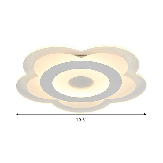 Simple 5-Petal Led Flush Lamp - Super Thin Opaque Acrylic Ceiling 16/19.5 W Warm/White Light