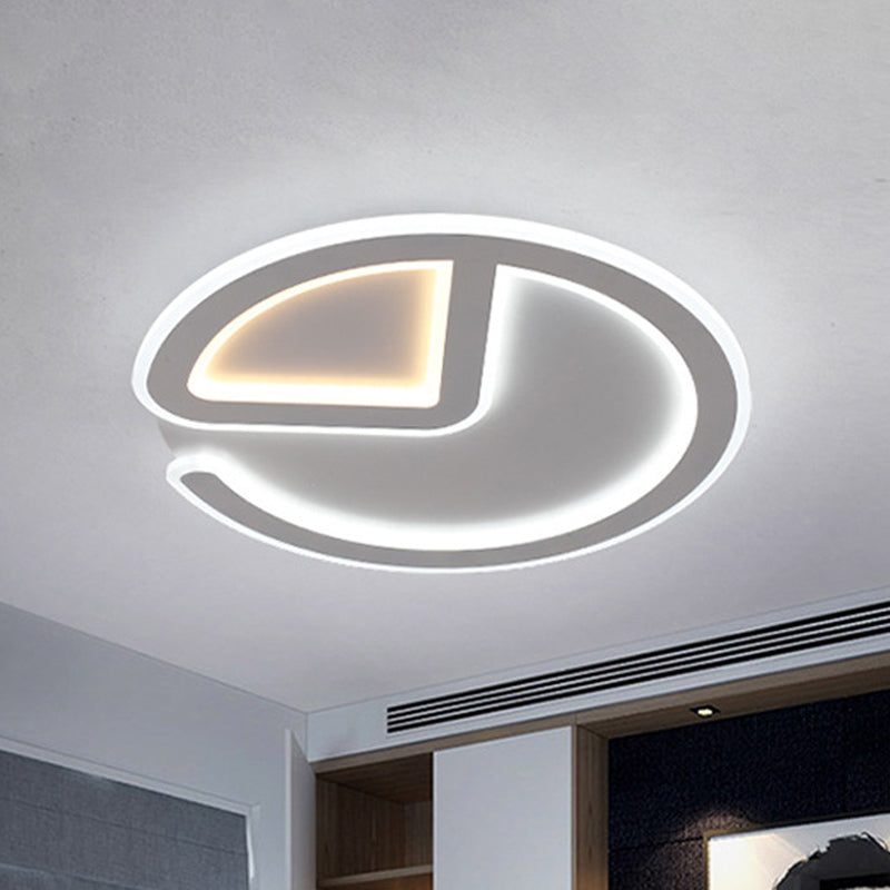 Minimal Flush Mount LED Ceiling Light Fixture - 16"/19.5" Dia Thin Acrylic, Grey, Warm/White Light