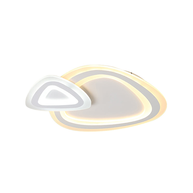 Sleek Acrylic Dual Triangle LED Ceiling Lamp - Minimalist White Flush Light Fixture in Warm, Cool, and Neutral Light Options