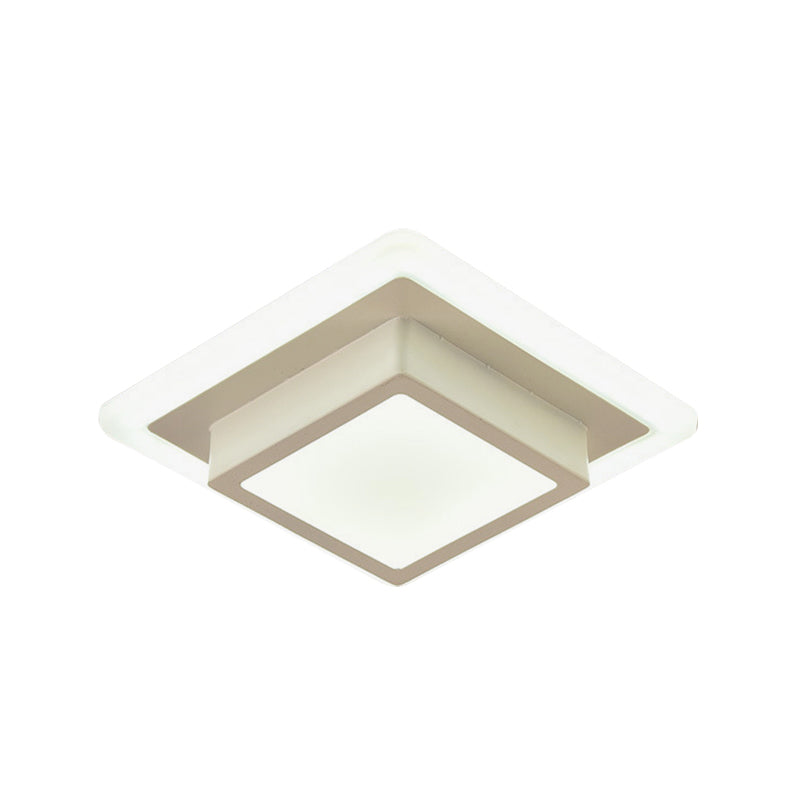 Contemporary Mini Round/Square Flush Mount Ceiling Light in Black/White with Metal Finish - LED Flushmount with Warm/White Light