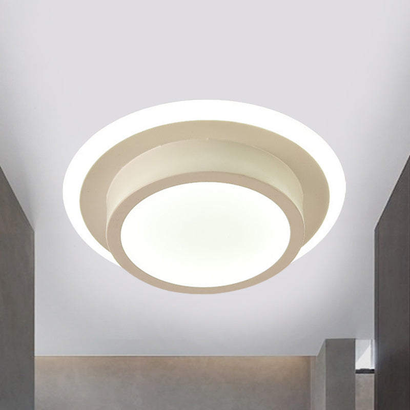Contemporary Mini Round/Square Flush Mount Ceiling Light in Black/White with Metal Finish - LED Flushmount with Warm/White Light