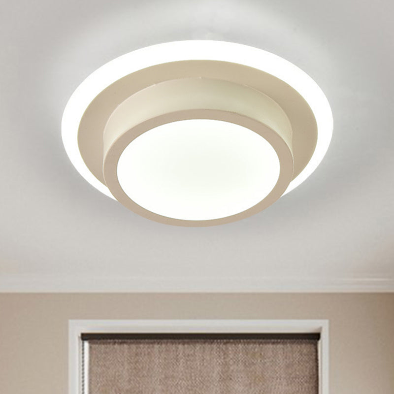 Contemporary Mini Round/Square Flush Mount Ceiling Light in Black/White with Metal Finish - LED Flushmount with Warm/White Light