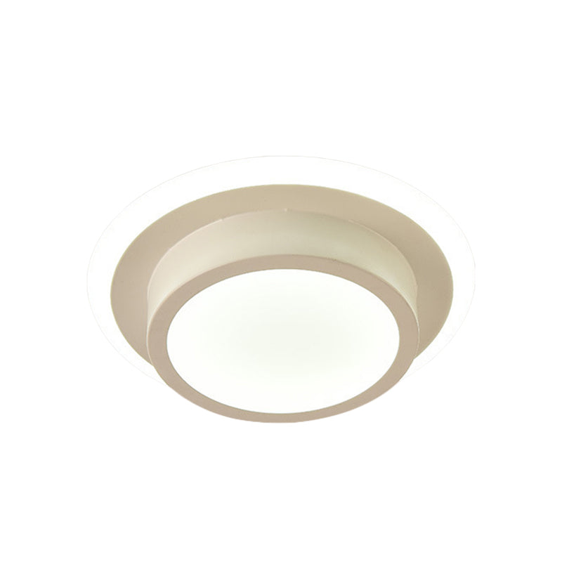 Contemporary Mini Round/Square Flush Mount Ceiling Light in Black/White with Metal Finish - LED Flushmount with Warm/White Light