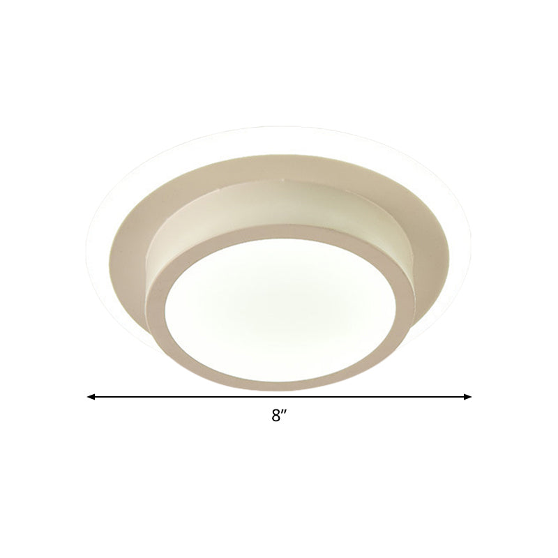 Contemporary Mini Round/Square Flush Mount Ceiling Light in Black/White with Metal Finish - LED Flushmount with Warm/White Light