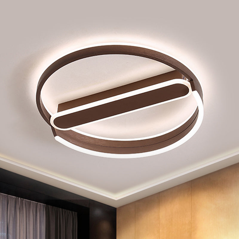 16"/19.5" Flush Mount Coffee Halo Ring LED Ceiling Light in Warm/White with Stepless Dimming & Remote Control