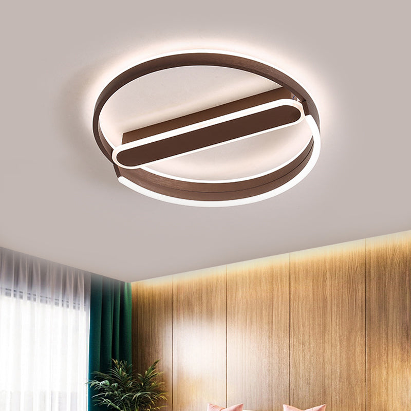16"/19.5" Flush Mount Coffee Halo Ring LED Ceiling Light in Warm/White with Stepless Dimming & Remote Control