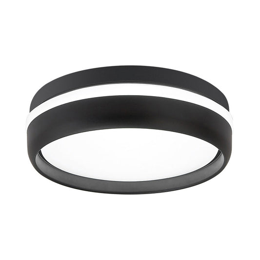 Black/Grey Drum Led Flush Mount Ceiling Light With Integrated Acrylic Shade Kit