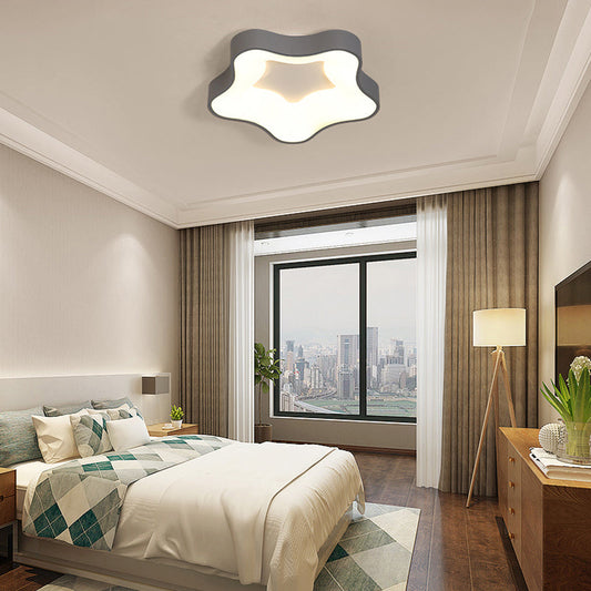 Grey Nordic Star LED Flush Ceiling Light for Bedroom - Warm/White