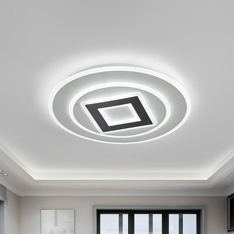 Nordic Acrylic LED Flush Mount Light with Remote Stepless Dimming - Available in Warm or White Light, 18"/21.5" Diameter