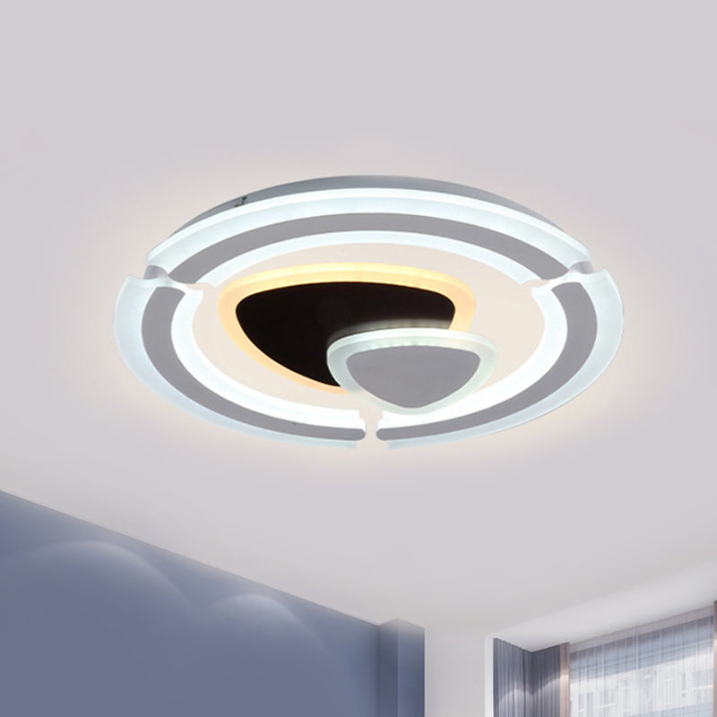 Modern LED Acrylic Flushmount Ceiling Lamp in Black/White Triangle Design with Remote Control Dimming