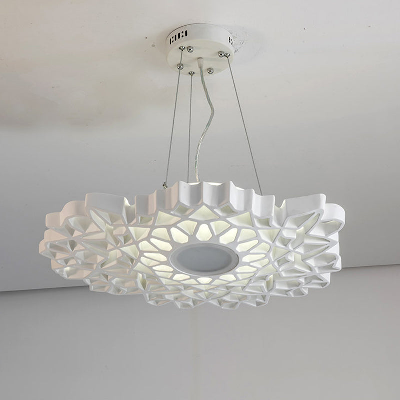 Contemporary Honeycomb Pendant Light - White Resin 1 Head Ceiling Fixture