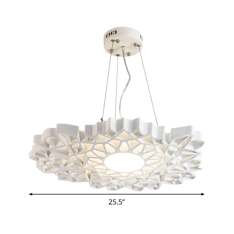 Contemporary Honeycomb Pendant Light - White Resin 1 Head Ceiling Fixture