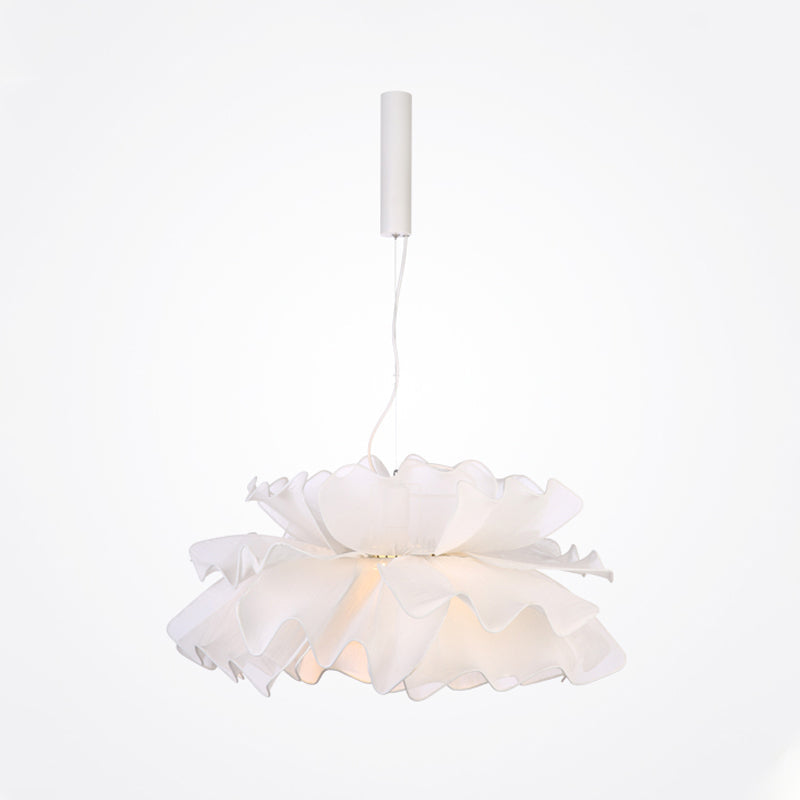 Nordic Style Fabric Wavy Pendant Light - 1 Head Black/White Ceiling Fixture for Bedroom