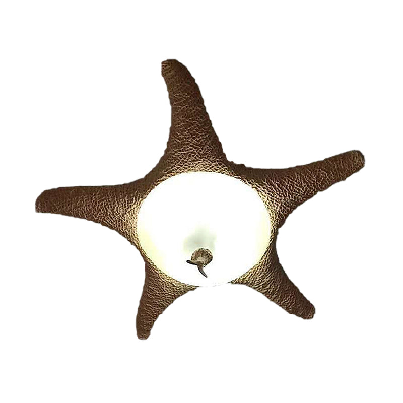 Traditional Starfish Flush Mount Lighting with Frosted Glass and Beige Ceiling Fixture (3 Bulbs)