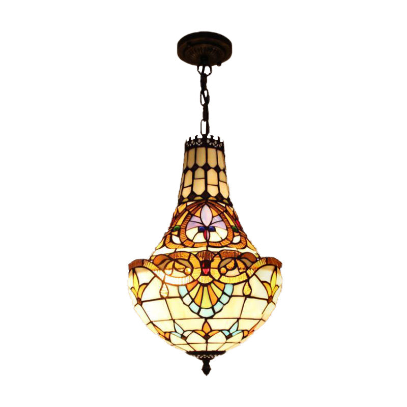 Lustre en bronze antique avec 3/5 lumières et verre taillé, 12"/16" de large