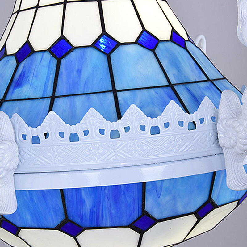 Lustre baroque à motif de grille en vitrail avec suspension à 13 lumières